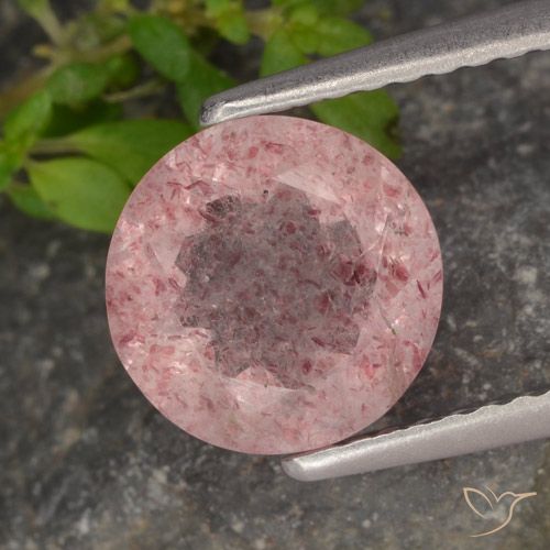 1.61ct Naturel Rose moyen Quartz fraise, Tour, Translucide