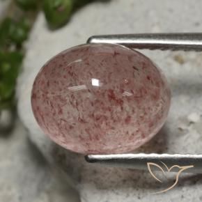 Quartz Fraise Rose foncé naturelle ovale, 4.01 ct, Translucide