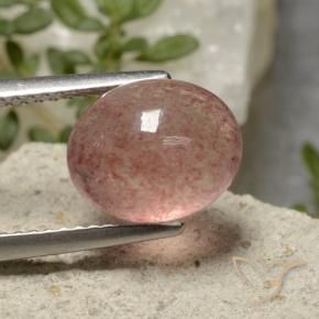 Quartz fraise Rose rose profond naturelle ovale, 3.57 ct, Translucide