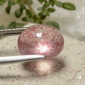 Quartz Fraise Rose moyen naturelle ovale, 3.32 ct, Translucide