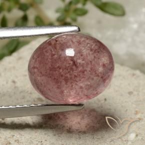 Quartz fraise Rose moyen naturelle ovale, 4.30 ct, Translucide