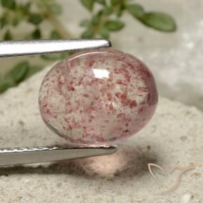Quartz fraise Rose moyen naturelle ovale, 3.80 ct, Translucide