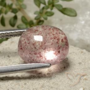 Quartz fraise Rose moyen naturelle ovale, 3.80 ct, Translucide
