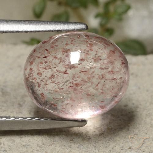 Quartz fraise Rose clair naturelle ovale, 5.09 ct, Translucide