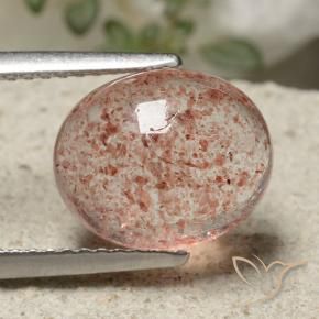 Quartz fraise Rose terreux naturelle ovale, 4.18 ct, Translucide