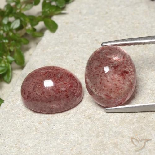 9.40ctw Naturel Rose moyen Quartz Fraise, ovale, Translucide