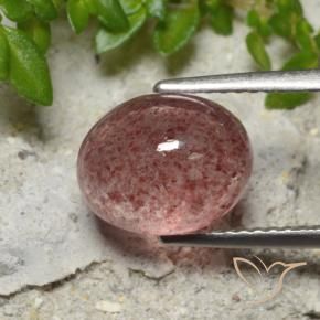 Quartz fraise Rose naturelle ovale, 3.50 ct, Translucide