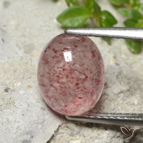 3.36ct Naturel Rose moyen-léger Quartz Fraise, ovale, Translucide