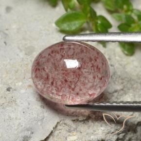 Quartz fraise Rose moyen-léger naturelle ovale, 3.36 ct, Translucide