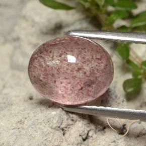 Quartz Fraise Rose clair naturelle ovale, 3.93 ct, Translucide