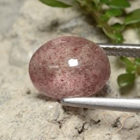 Quartz Fraise Rose clair naturelle ovale, 3.93 ct, Translucide