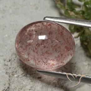 Quartz Fraise Rouge indien naturelle ovale, 3.40 ct, Translucide