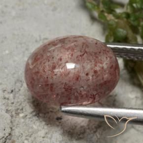 Quartz Fraise Rouge indien naturelle ovale, 3.40 ct, Translucide