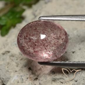 Quartz Fraise Rose naturelle ovale, 3.36 ct, Translucide