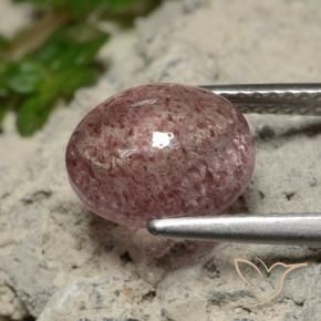 Quartz Fraise Rose naturelle ovale, 3.36 ct, Translucide
