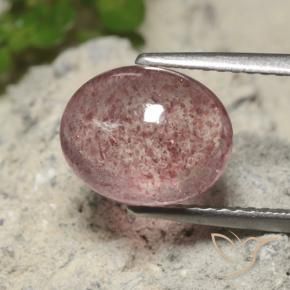 Quartz Fraise Rose naturelle ovale, 3.20 ct, Translucide