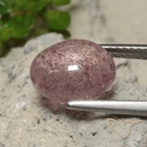 Quartz Fraise Rose naturelle ovale, 3.20 ct, Translucide