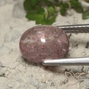 Quartz Fraise Rose clair naturelle ovale, 3.34 ct, Translucide