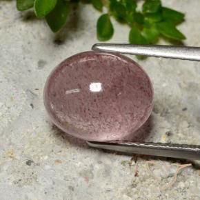 Quartz Fraise Rose naturelle ovale, 5.04 ct, Translucide