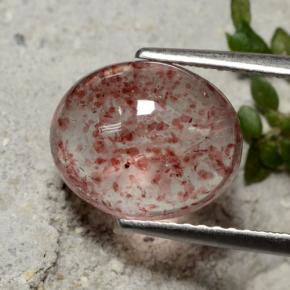 Quartz fraise orange rosé naturelle coupe ovale, 4,36 ct, translucide