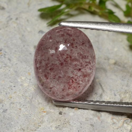 Quartz Fraise Bois de rose profond naturelle ovale, 4.52 ct, Translucide