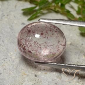 Quartz Fraise Rose moyen naturelle ovale, 4.09 ct, Translucide