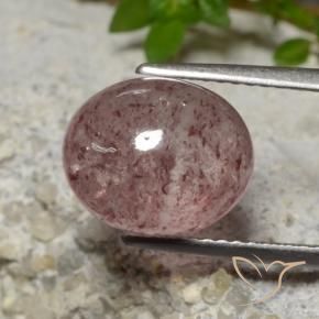 Quartz Fraise Rose foncé naturelle ovale, 5.07 ct, Translucide