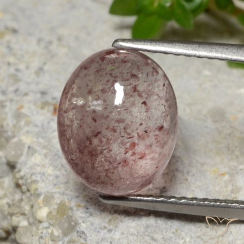 Quartz Fraise Rose moyen naturelle ovale, 4.67 ct, Translucide