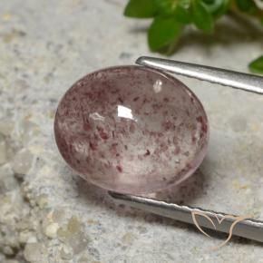 Quartz Fraise Rose moyen naturelle ovale, 4.67 ct, Translucide
