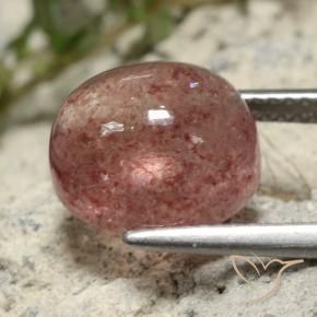 Quartz fraise Rose naturelle ovale, 5.34 ct, Translucide