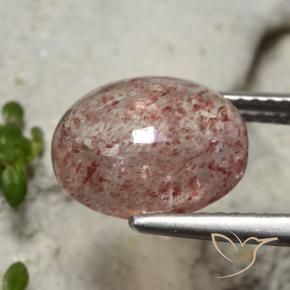 Quartz Fraise Rose moyen naturelle ovale, 4.25 ct, Translucide