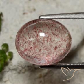 Quartz Fraise Rose moyen naturelle ovale, 4.57 ct, Translucide