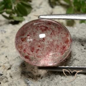 Quartz fraise Rose rose profond naturelle ovale, 4.31 ct, Translucide