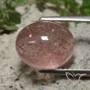 Quartz Fraise Rose naturelle ovale, 4.18 ct, Translucide