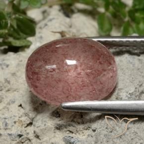 Quartz Fraise Rose naturelle ovale, 4.18 ct, Translucide