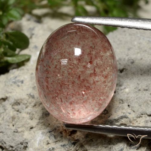 Quartz Fraise Rose moyen naturelle ovale, 5.04 ct, Translucide