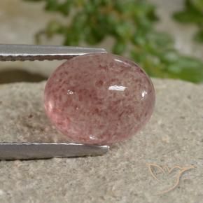 Quartz fraise Ton rose naturelle ovale, 3.90 ct, Translucide