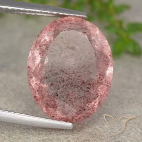 Quartz fraise Orange rose naturelle ovale, 8.27 ct, Translucide