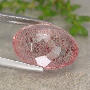 Quartz fraise Orange rose naturelle ovale, 8.27 ct, Translucide