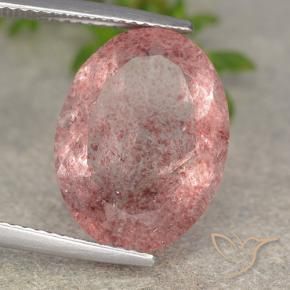 Quartz fraise Rose foncé naturelle ovale, 8.25 ct, Translucide