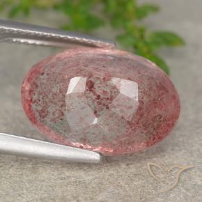 Quartz fraise Rose foncé naturelle ovale, 8.25 ct, Translucide