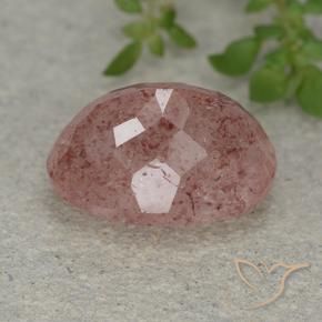 Quartz fraise Rose moyen naturelle ovale, 6.80 ct, Translucide