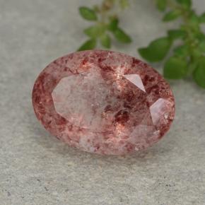 Quartz fraise rose naturelle coupe ovale, 5,28 ct, translucide
