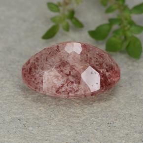 Quartz fraise rose naturelle coupe ovale, 5,28 ct, translucide