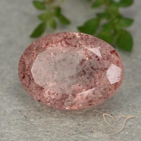 Quartz fraise Rose naturelle ovale, 6.69 ct, Translucide
