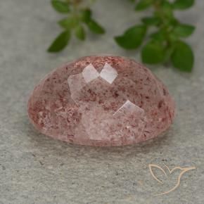 Quartz fraise Rose naturelle ovale, 6.69 ct, Translucide