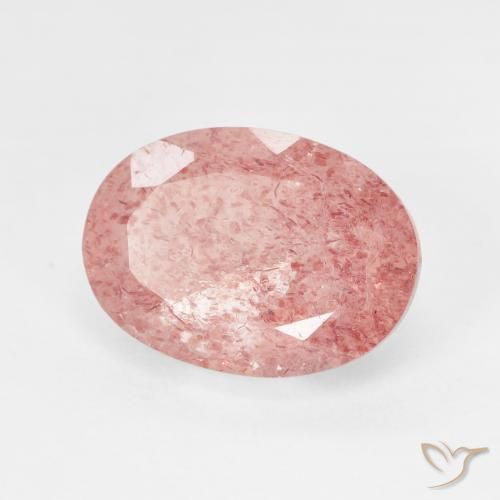 Quartz Fraise Rose léger naturelle ovale, 6.12 ct, Translucide