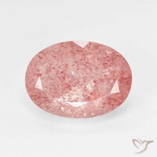 Quartz Fraise Rose léger naturelle ovale, 6.12 ct, Translucide