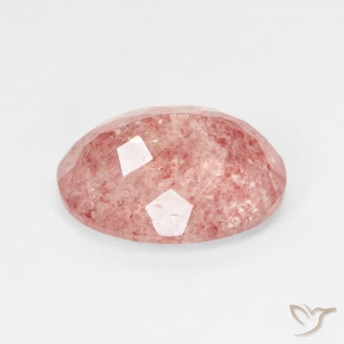 Quartz Fraise Rose léger naturelle ovale, 6.12 ct, Translucide