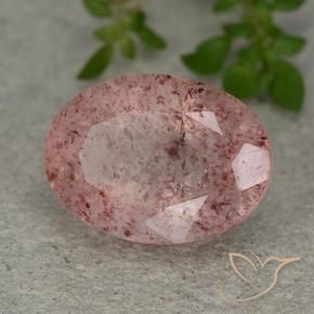 Quartz fraise Rose naturelle ovale, 5.79 ct, Translucide